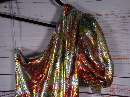 Ronny Kobo Eden Women's Multi-Color Sequin One Shoulder Dress Size S