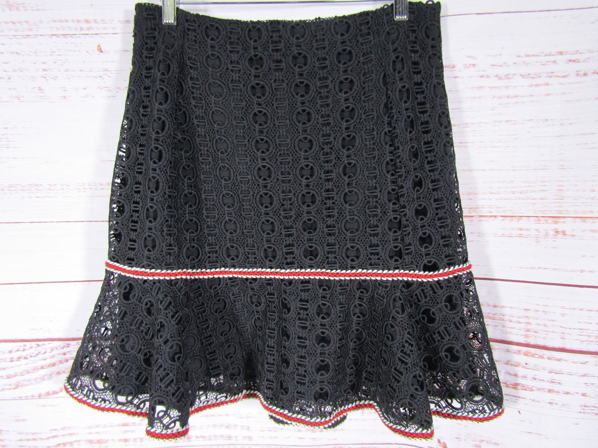 Sandro Richard Women's Black Chain Link Lace Skirt Size 3