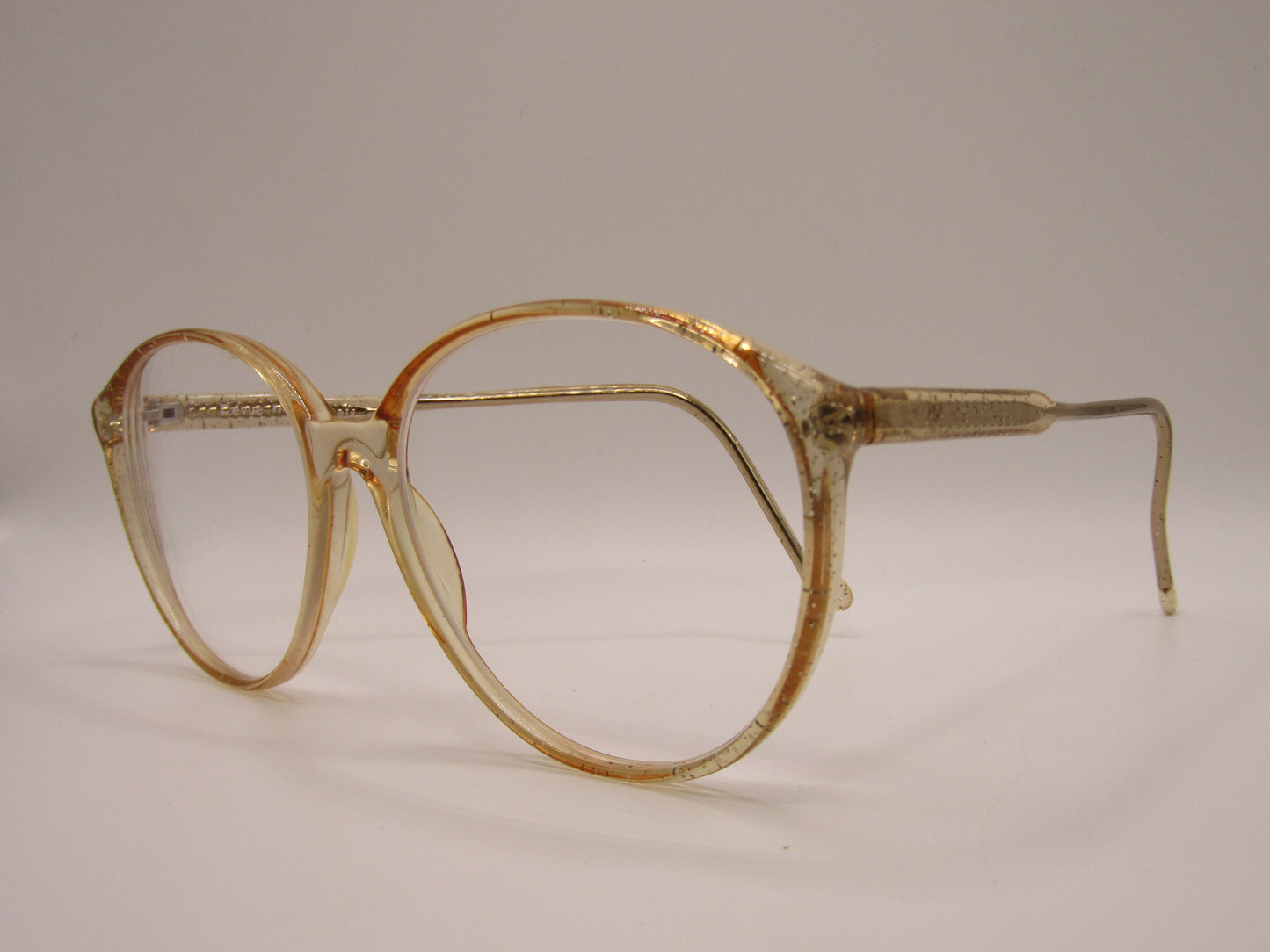 Vintage Revue Women's Gold Speckle Round Eyeglasses Frame Made in Italy