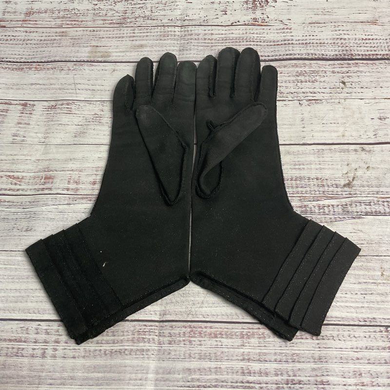 Vintage Wear Ready Black Nuplex Suede Tiered Cuff Driving Gloves - Size 6.5