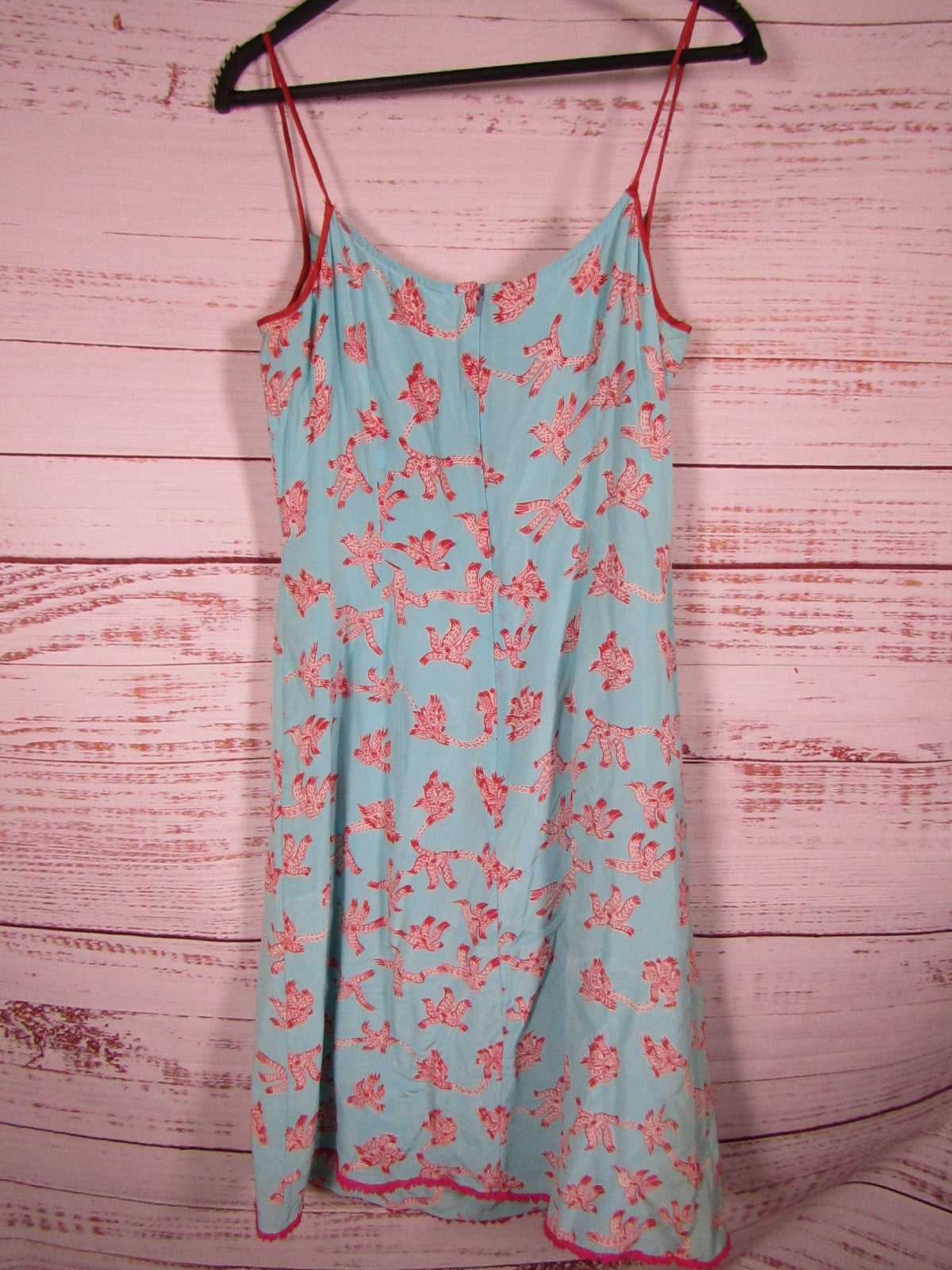 Georgina von Etzdorf Women's Blue Floral Silk Slip Dress Size M Made in England