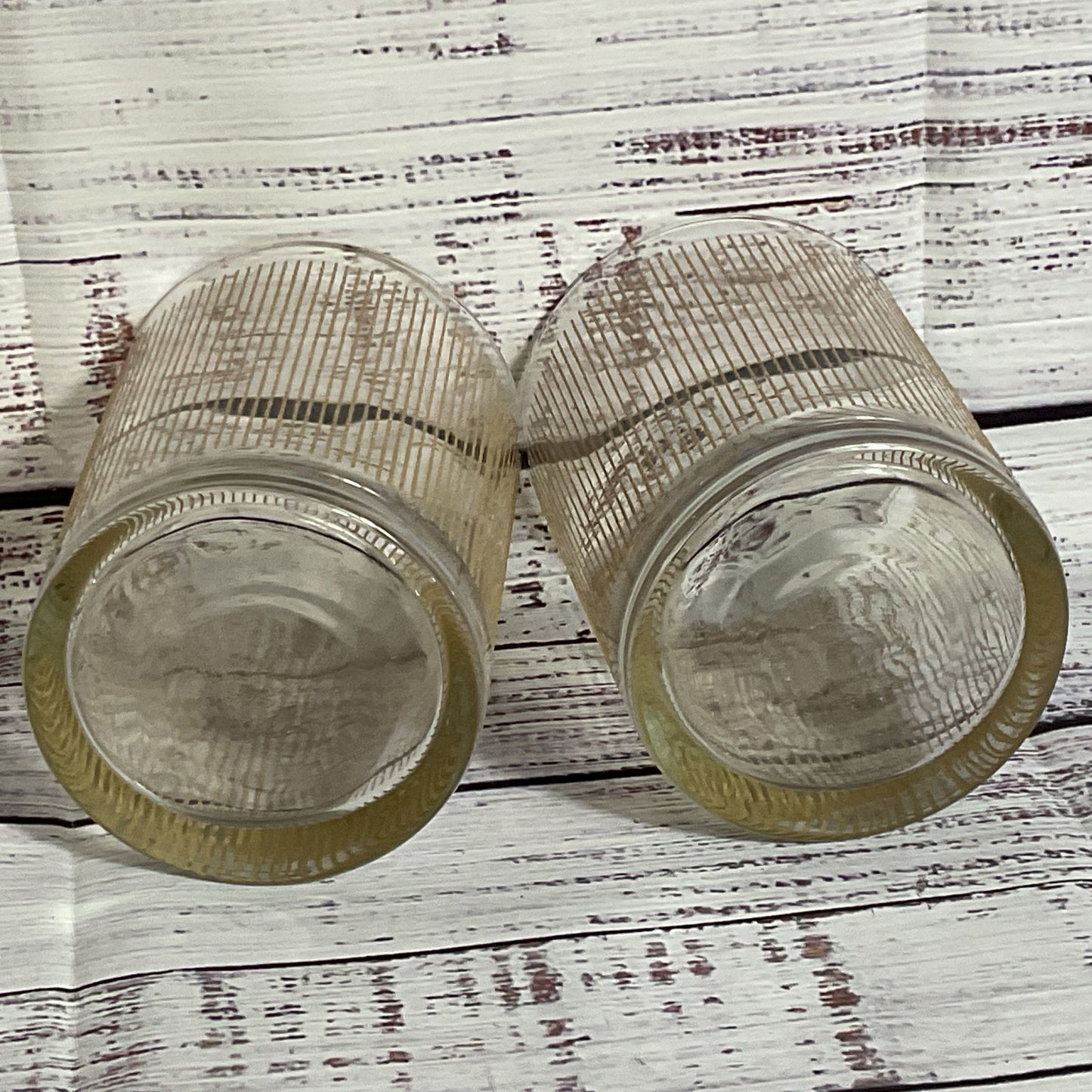 Set of 2 VTG. GEORGES BRIARD Gold Icicle Lowball Glassware