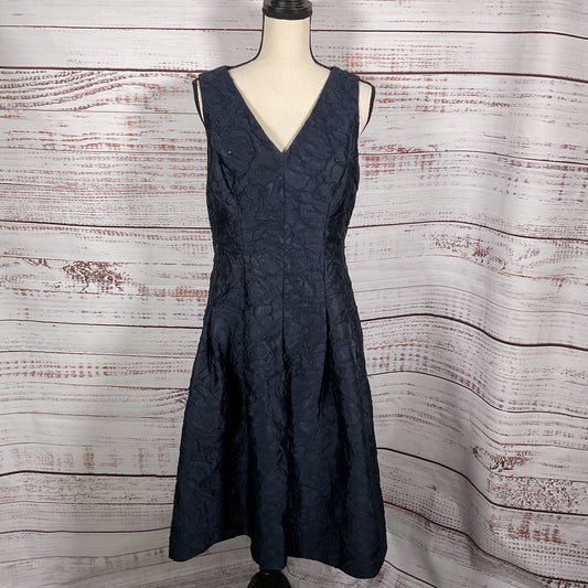 Rickie Freeman Teri Jon Navy Blue Jacquard Dress - Size 8