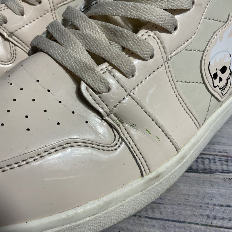 Reason Flaming Skull Cream Hi Top Sneaker Casual Shoe Men's 12