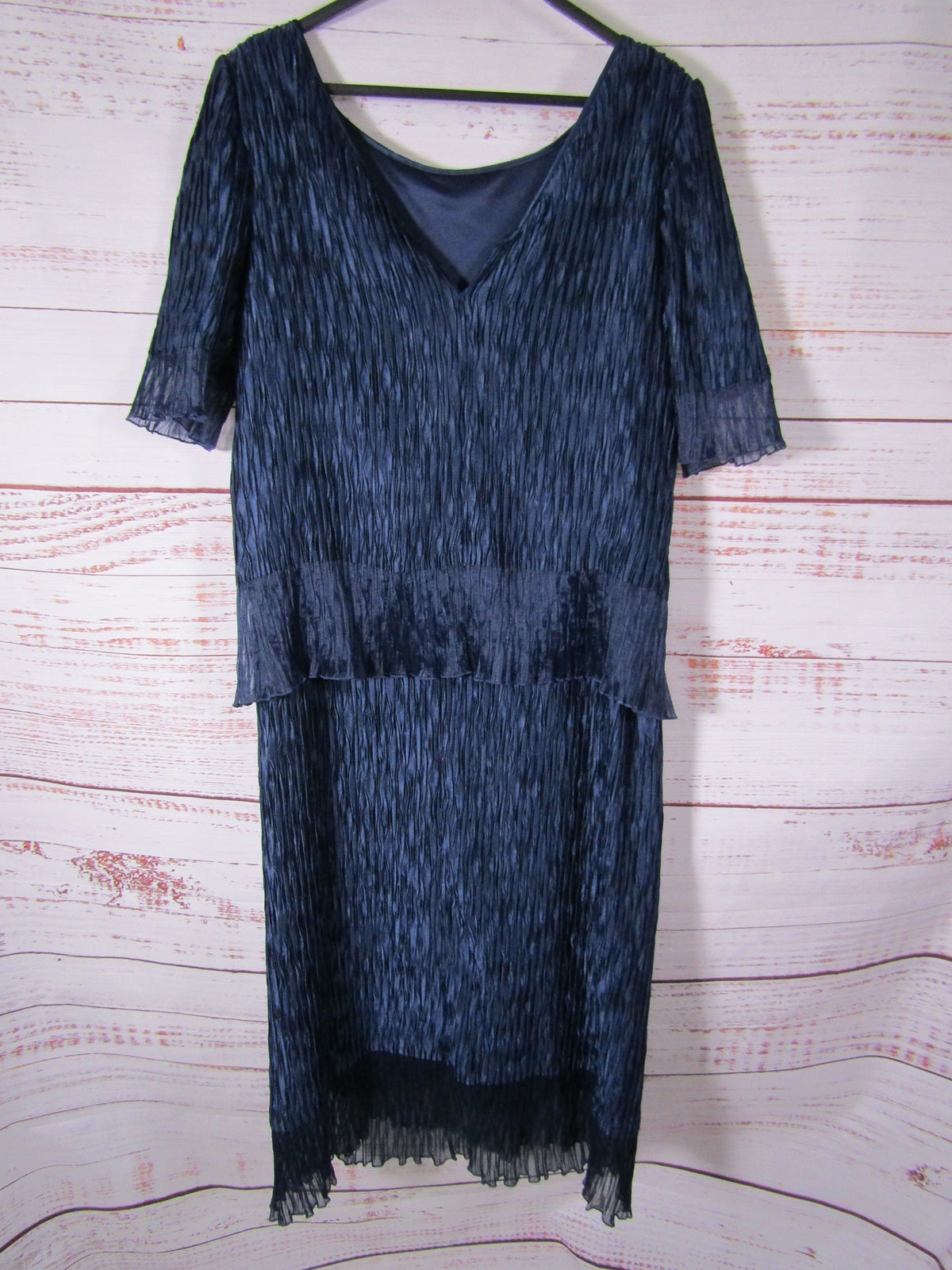 Vintage Cattiva Women's Blue Layered Flapper Shift Dress Size 14