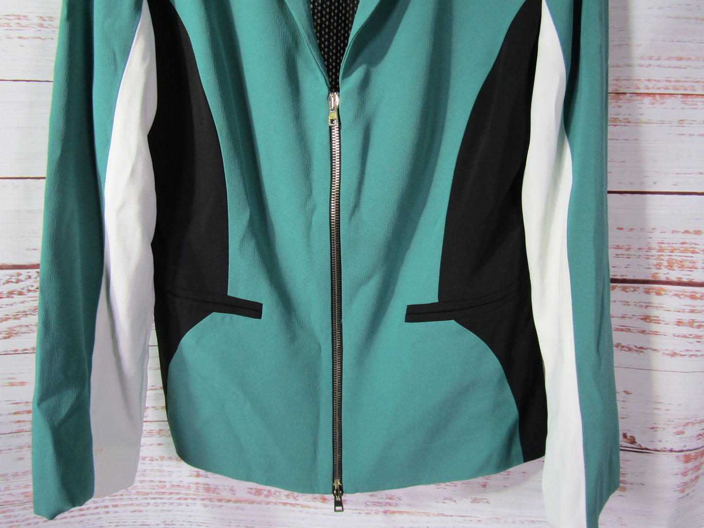 Pianurastudio Women's Green Zip Blazer Jacket Size 48