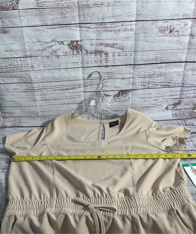 NWT 32 Degrees Cool Moonlight Dress Beige Elastic Tight Waist Size XL Women's