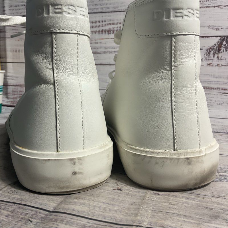 Diesel S-Mydori White Leather High Top Sneaker Casual Shoe Men's Size 12 US