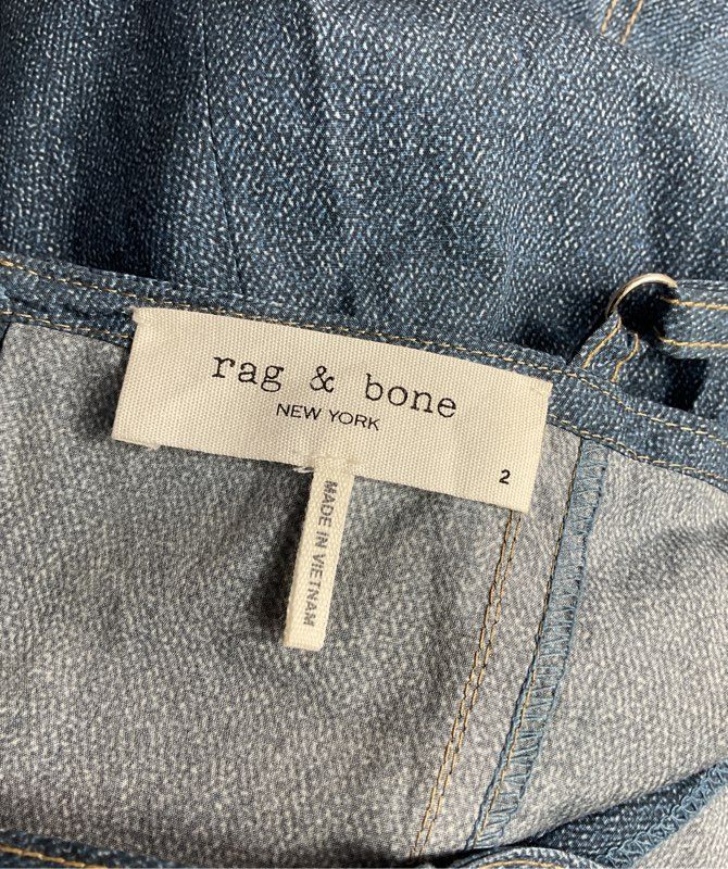 Rag & Bone Miramar Denim Effect Cotton Midi Dress Blue 2