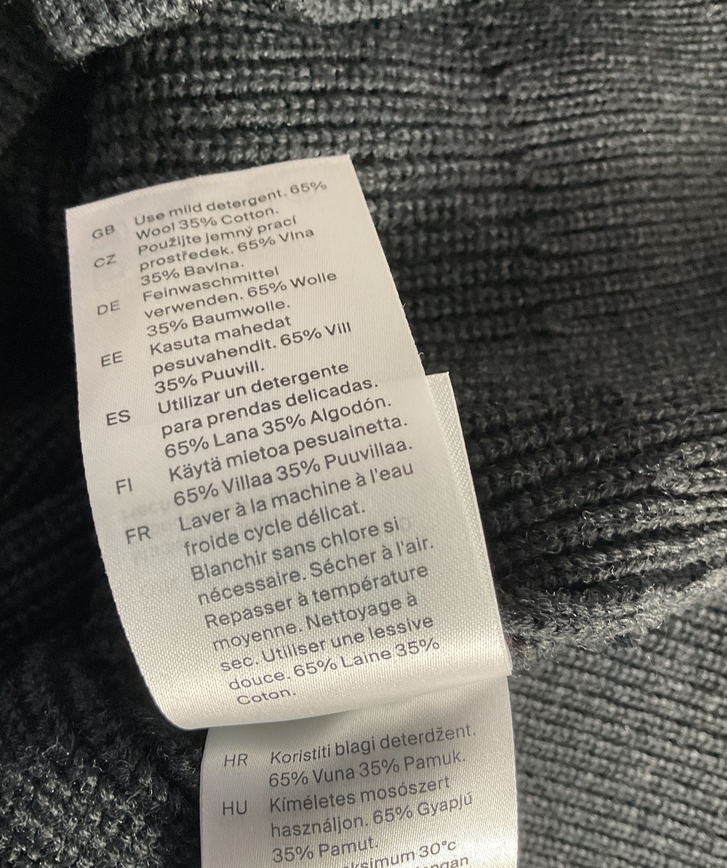 COS Wool Blend Ribbed Half-Zip Sweater Gray XS