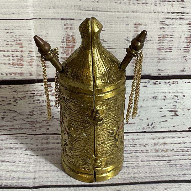 VTG. Jewish Hebrew Judaica Brass & Enamel Torah Scroll- 4.5"