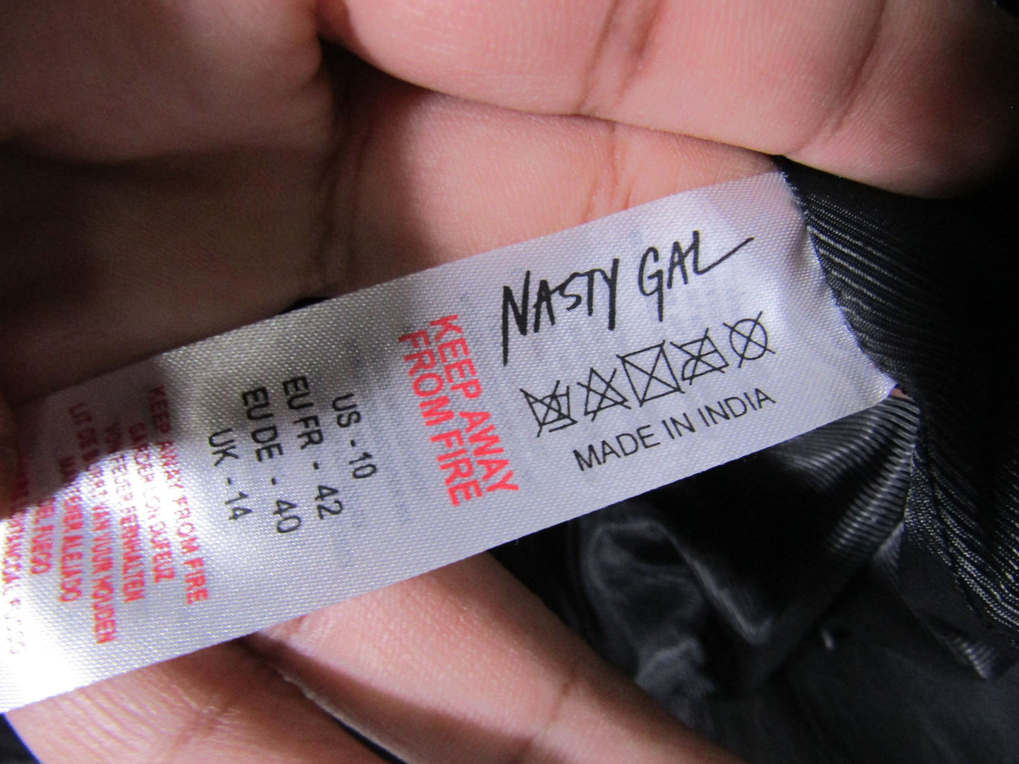 Nasty Gal Women's Black Leather Zebra Fringe Crop Jacket Size 10