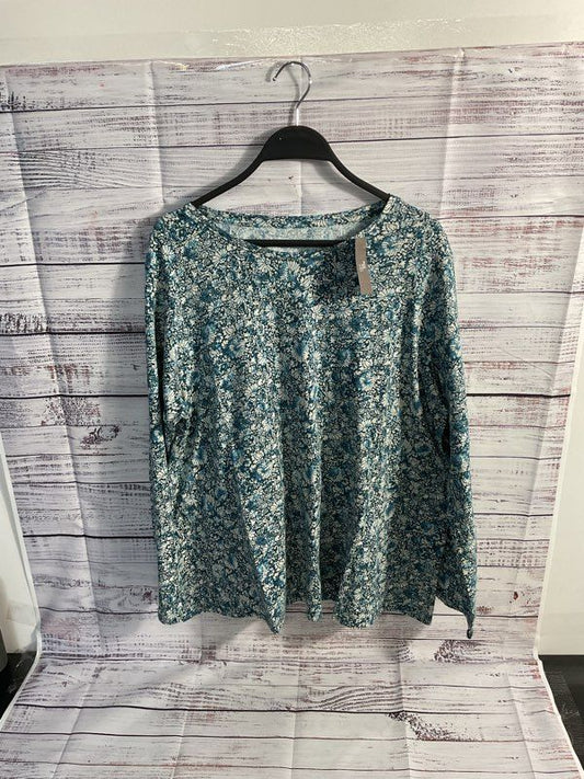 NWT Women's J Jill Sleep Floral Crew Neck Top Blouse Size M