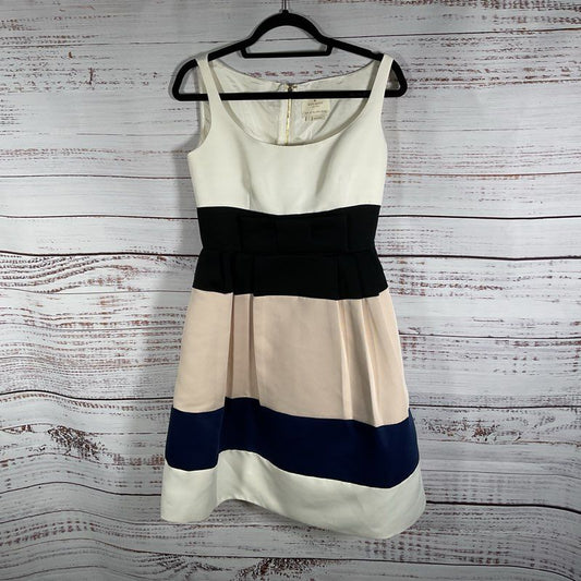 NWT Kate Spade Cream Colorblock Sleeveless Bow Dress Size 4 MSRP $478