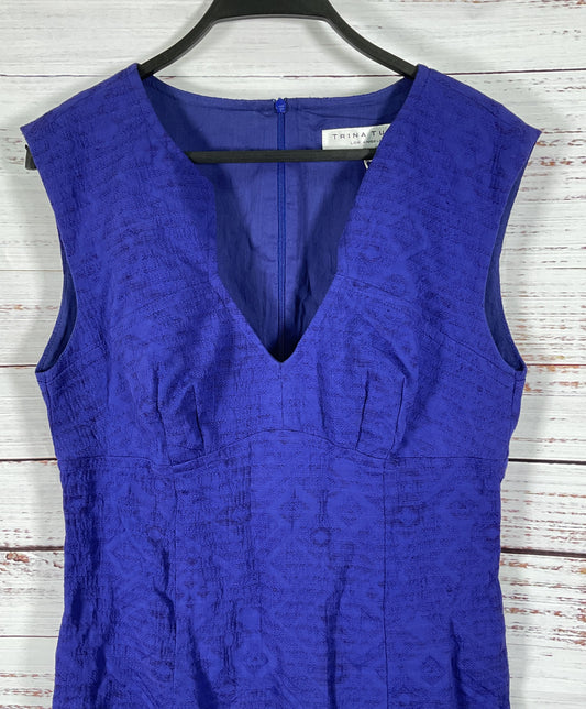 Trina Turk Women's Blue Cotton Linen Blend Sleeveless Sheath Dress Size 6