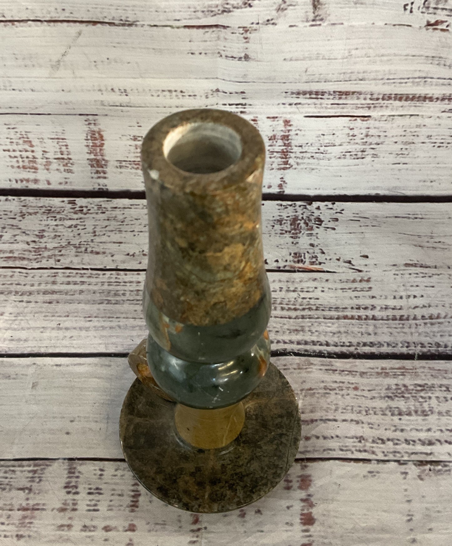Modern Soapstone Alabaster Set of 2 Candle Sticks Multicolor