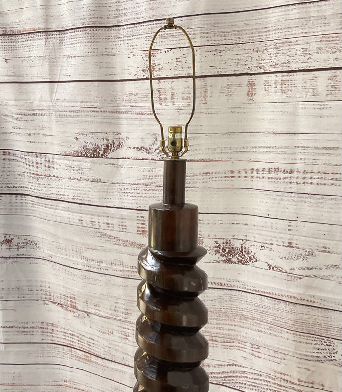 French Wine Screw Style Turned Wood 67" Floor Lamp Brown