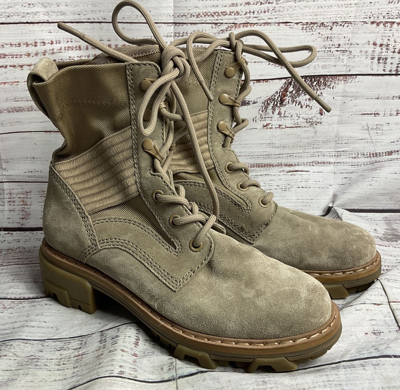 Rag & Bone Shiloh Lace Up Jungle Combat Boot Suede Beige 36.5
