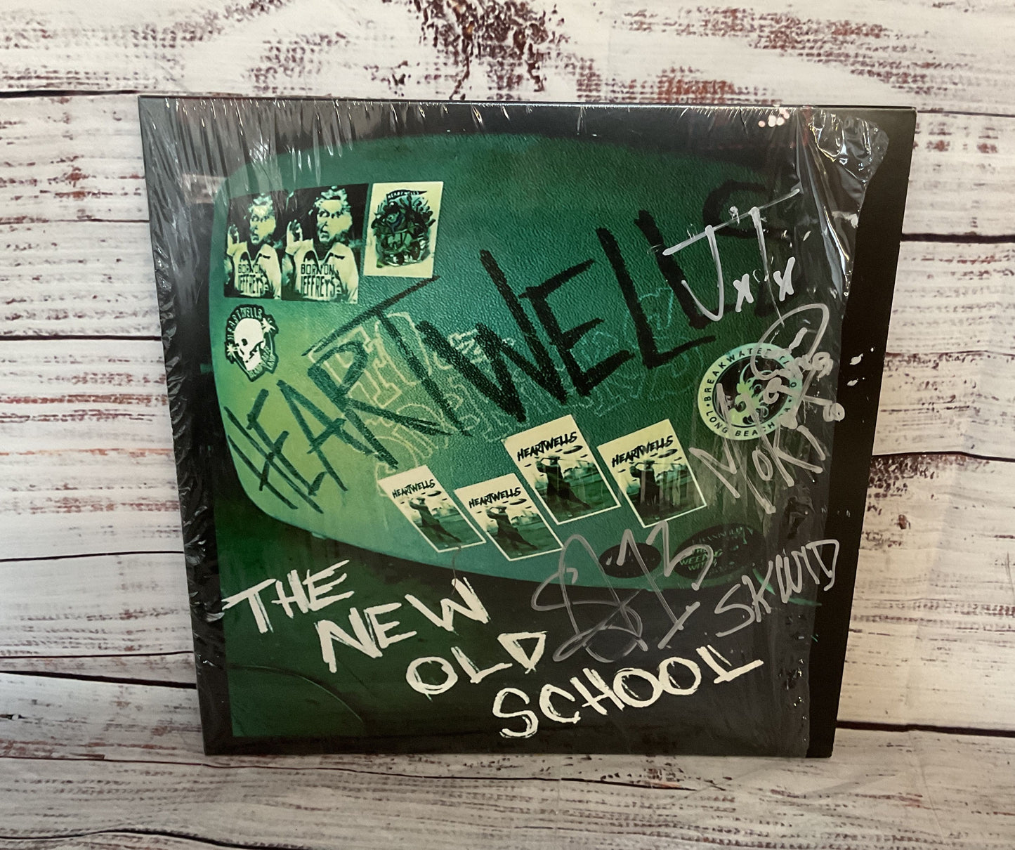 Heartwells The New Old School Autographed Vinyl Record Green Black
