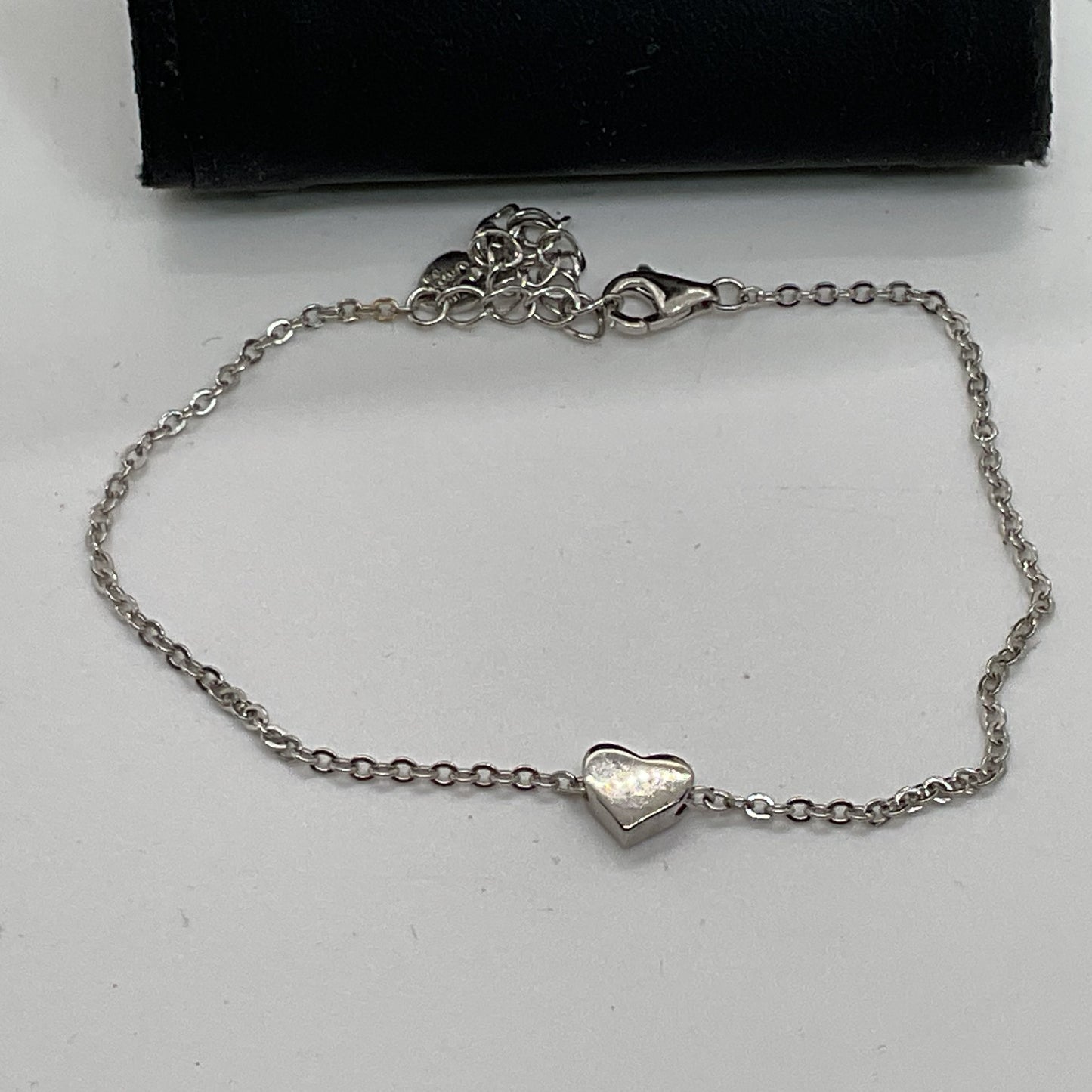 Sterling Silver Heart 8" Bracelet & Stud Earring Set- 2.79g