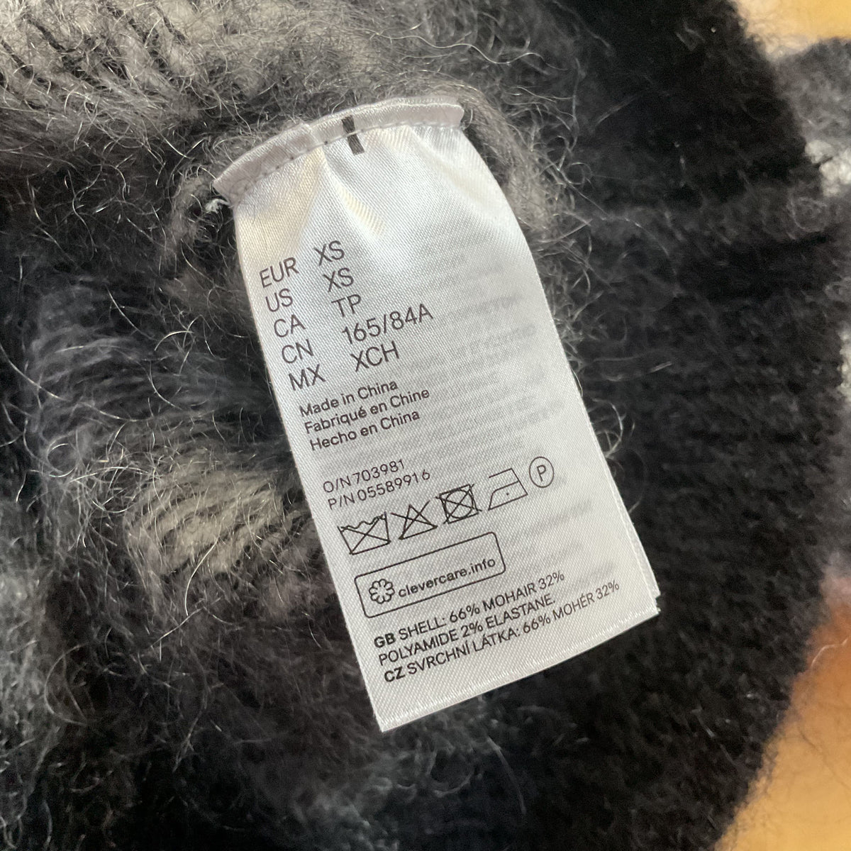 ERDEMA X H&M Cream Black Brown Knitted Mohair Blend Sweater - SZ XS