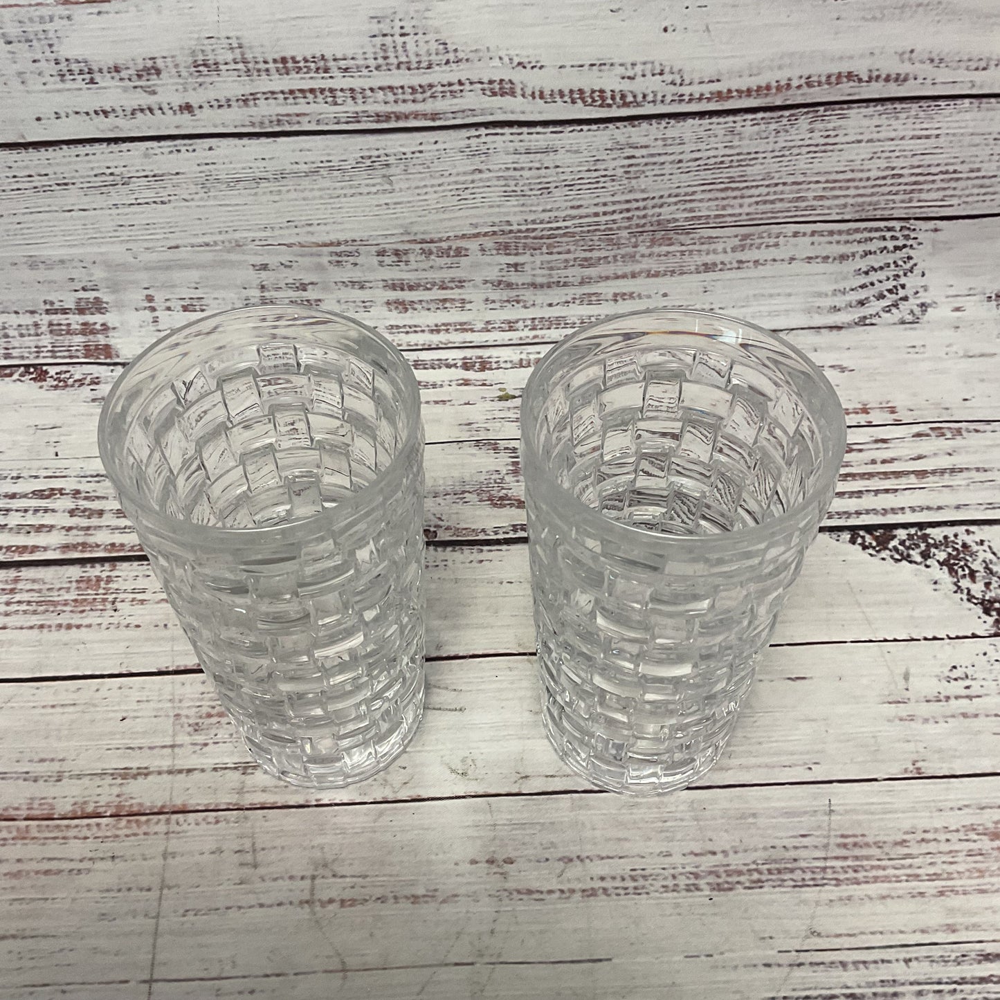 Nachtmann Clear Crystal Glass High Ball Woven Wicker Pattern 6" Glass