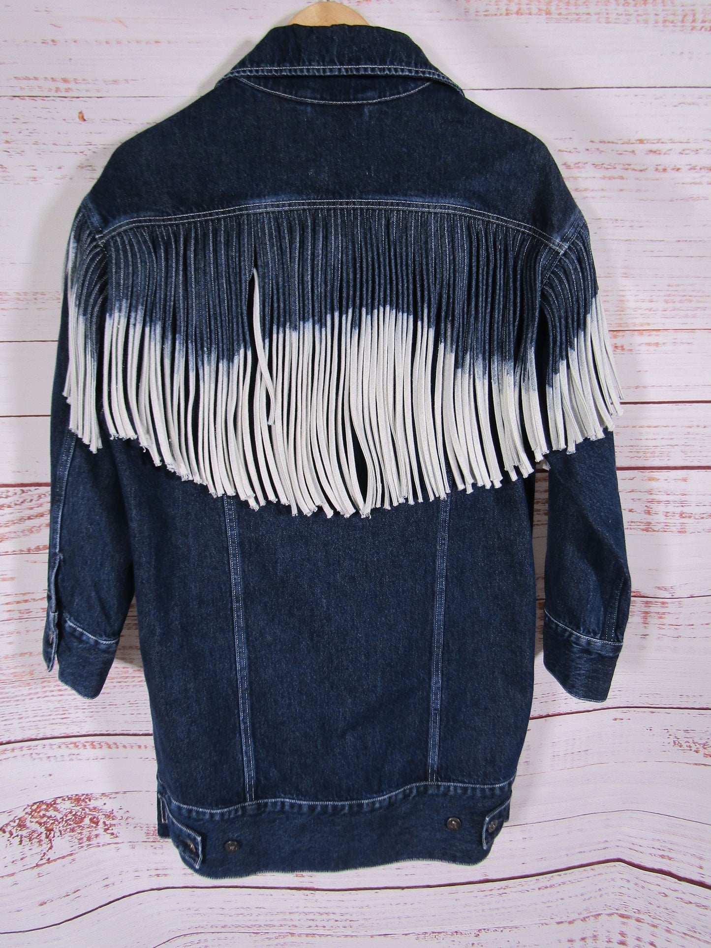 Levi's Women's Blue Oversized Rancher Fringe Jacket Size S