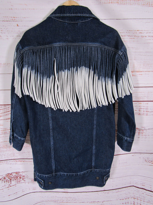 Levi's Women's Blue Oversized Rancher Fringe Jacket Size S
