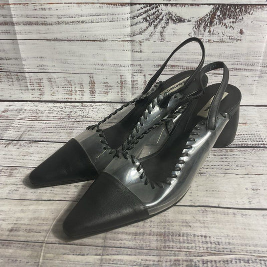 VTG. Reike Nen Transparent Black Leather Block Heel Shoe Women's Size 7