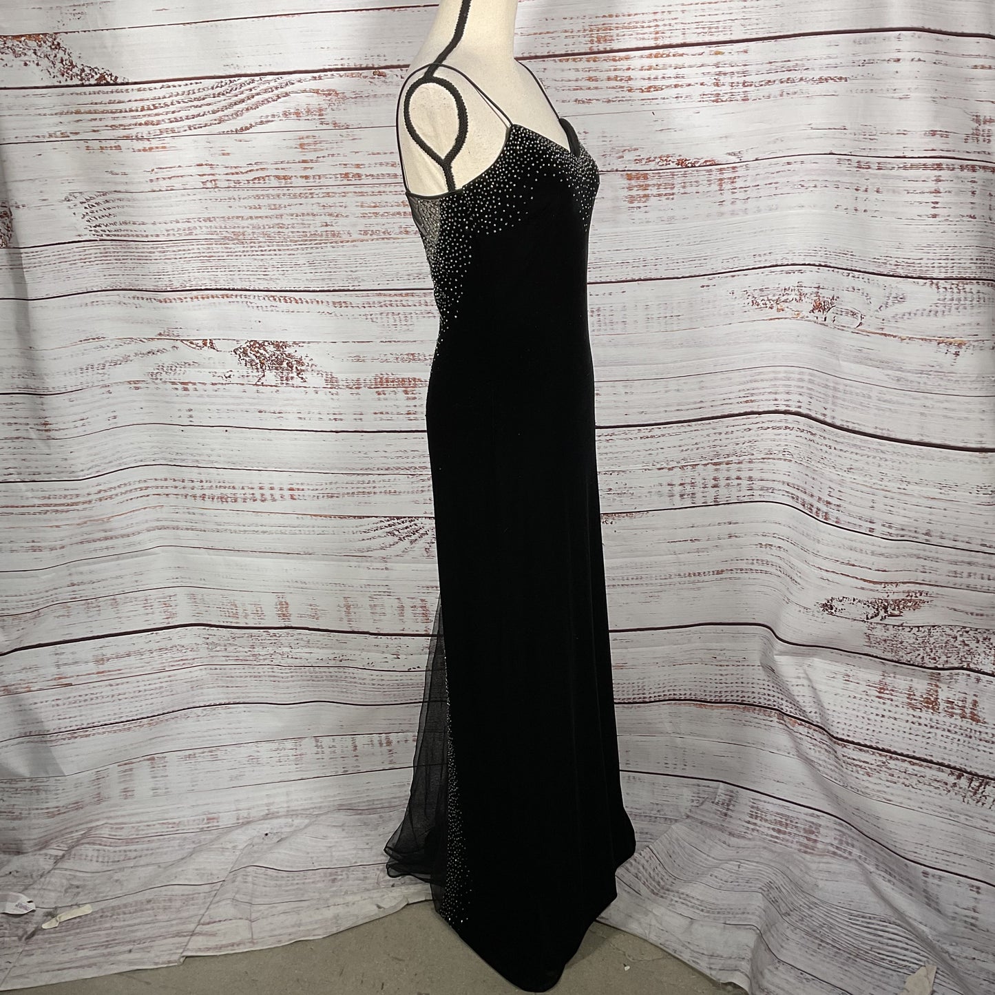 Dave & Johnny by Laura Ryner Black Velvet Beaded Mesh Dress - Size 7/8