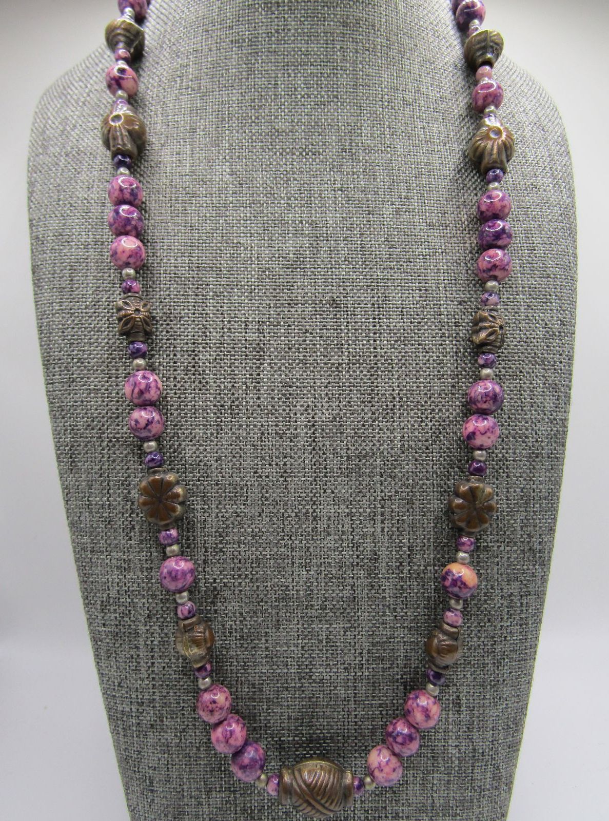 Judie Ingram Purple Swirl Resin Beaded Necklace