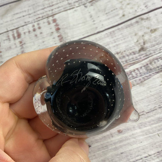 Vintage Randy Strong 2000 Heart Shaped Dichroic Art Glass Paperweight