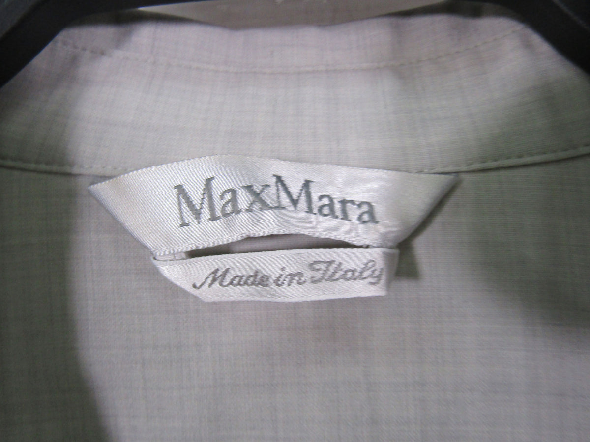 Max Mara Women's Gray Wool Blend Button Down Tunic Blouse Size 8 Made in Italy