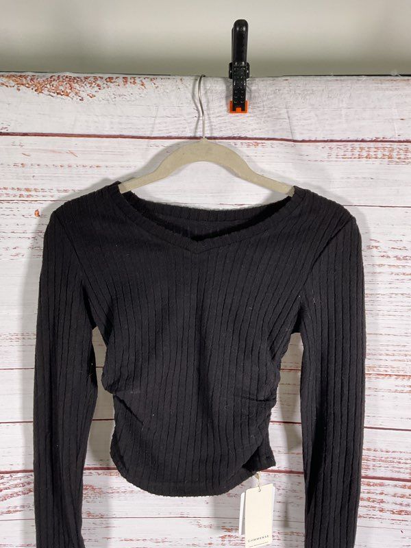 NWT Women's Ribbed Black Long Sleeve Top Size S