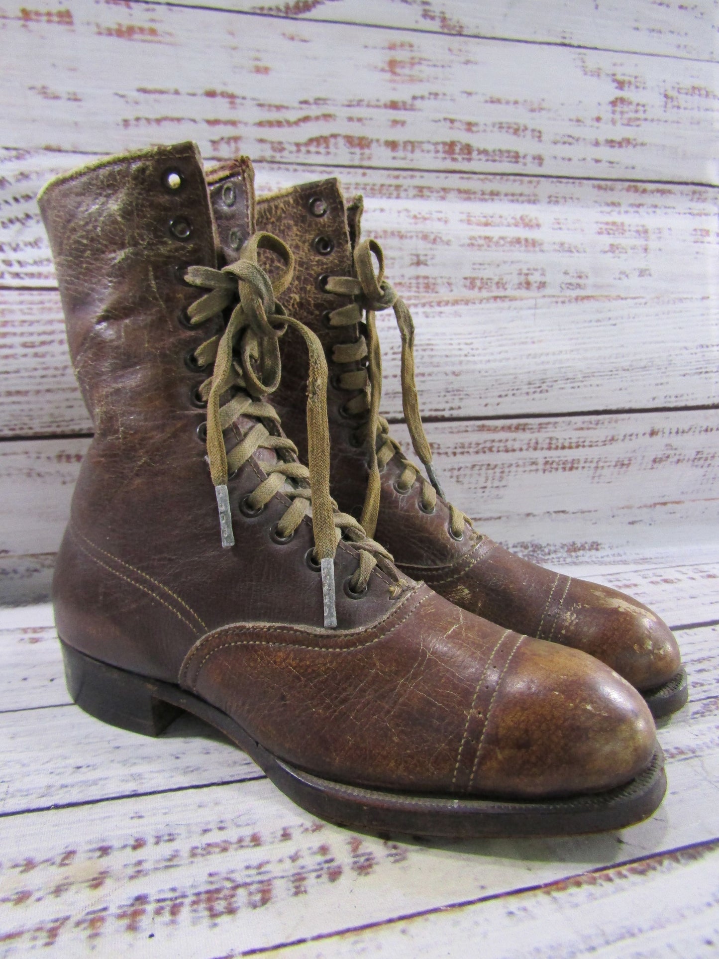 Antique Friedman Shelby Boys Brown Leather Boots UNKNOWN SIZE