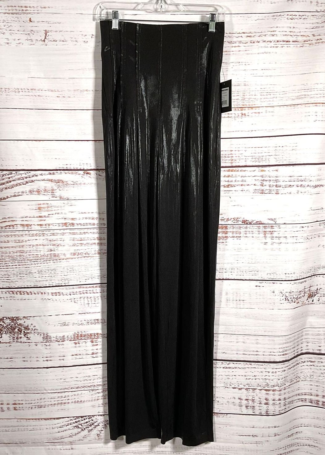 Norma Kamali High Waist Tailored Shiny Pleat Pants Black M/34