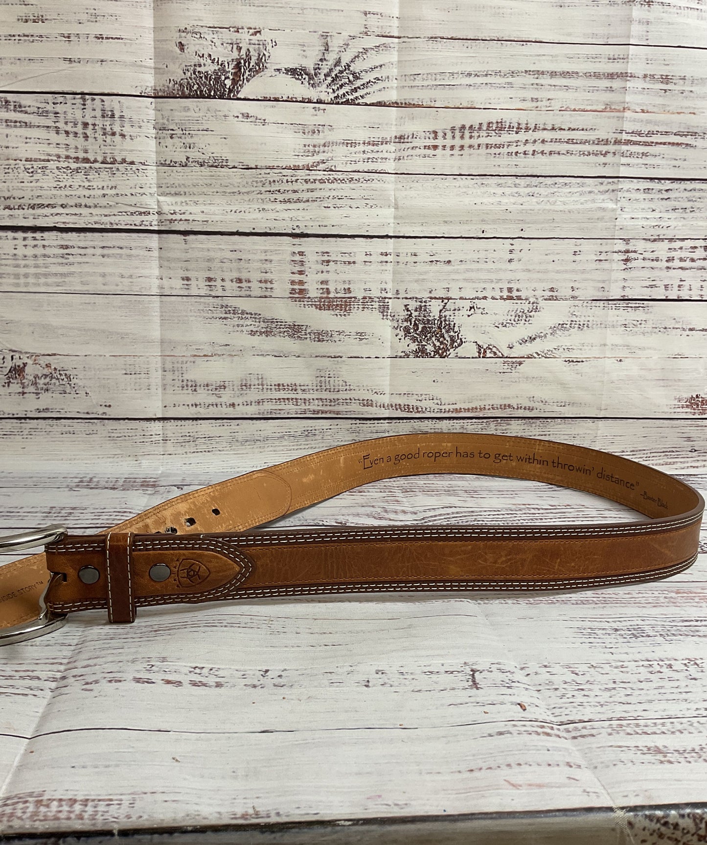 ARIAT Brown Western Belt with Silver Buckle Men's - Size 40