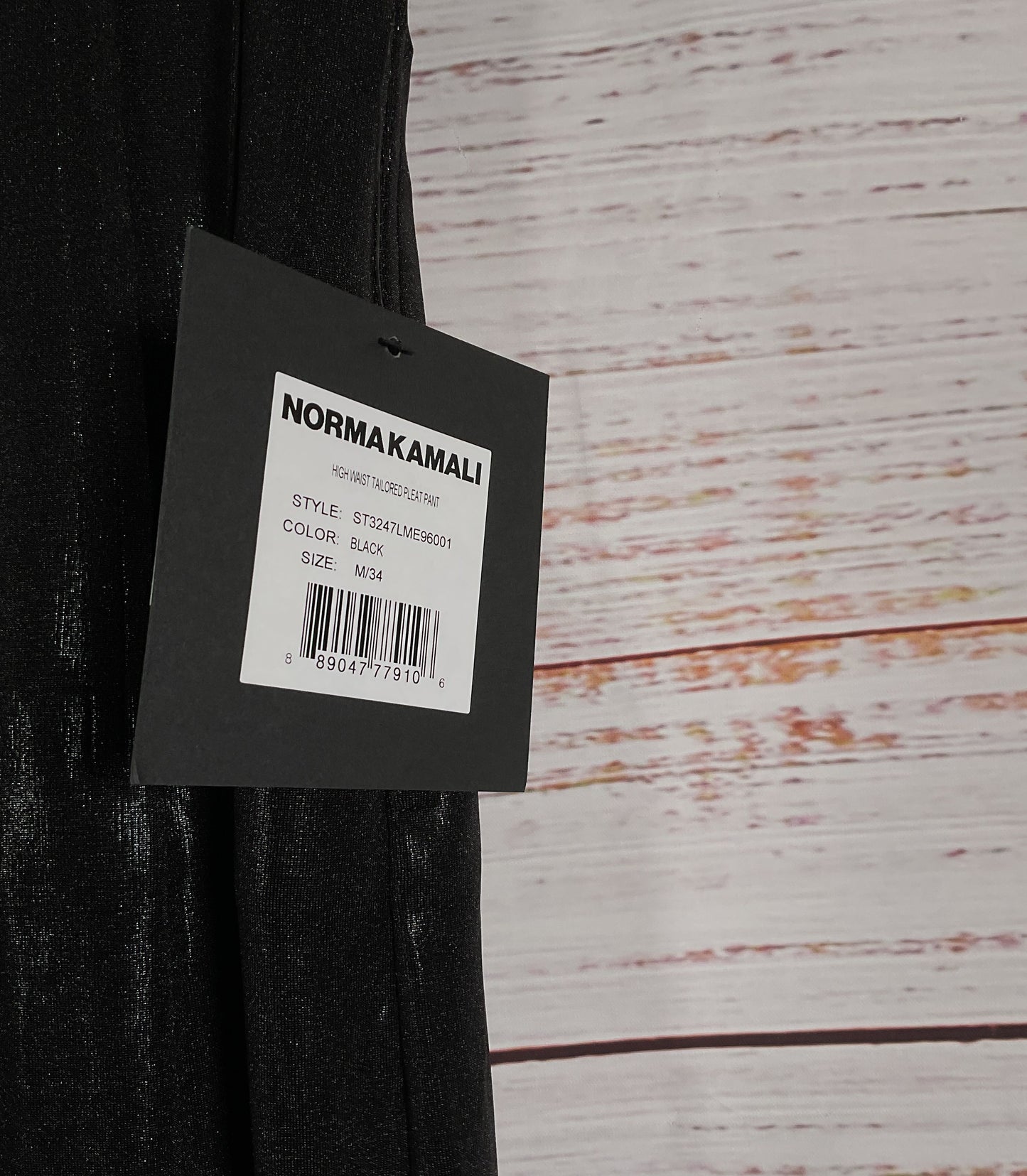 Norma Kamali High Waist Tailored Shiny Pleat Pants Black M/34