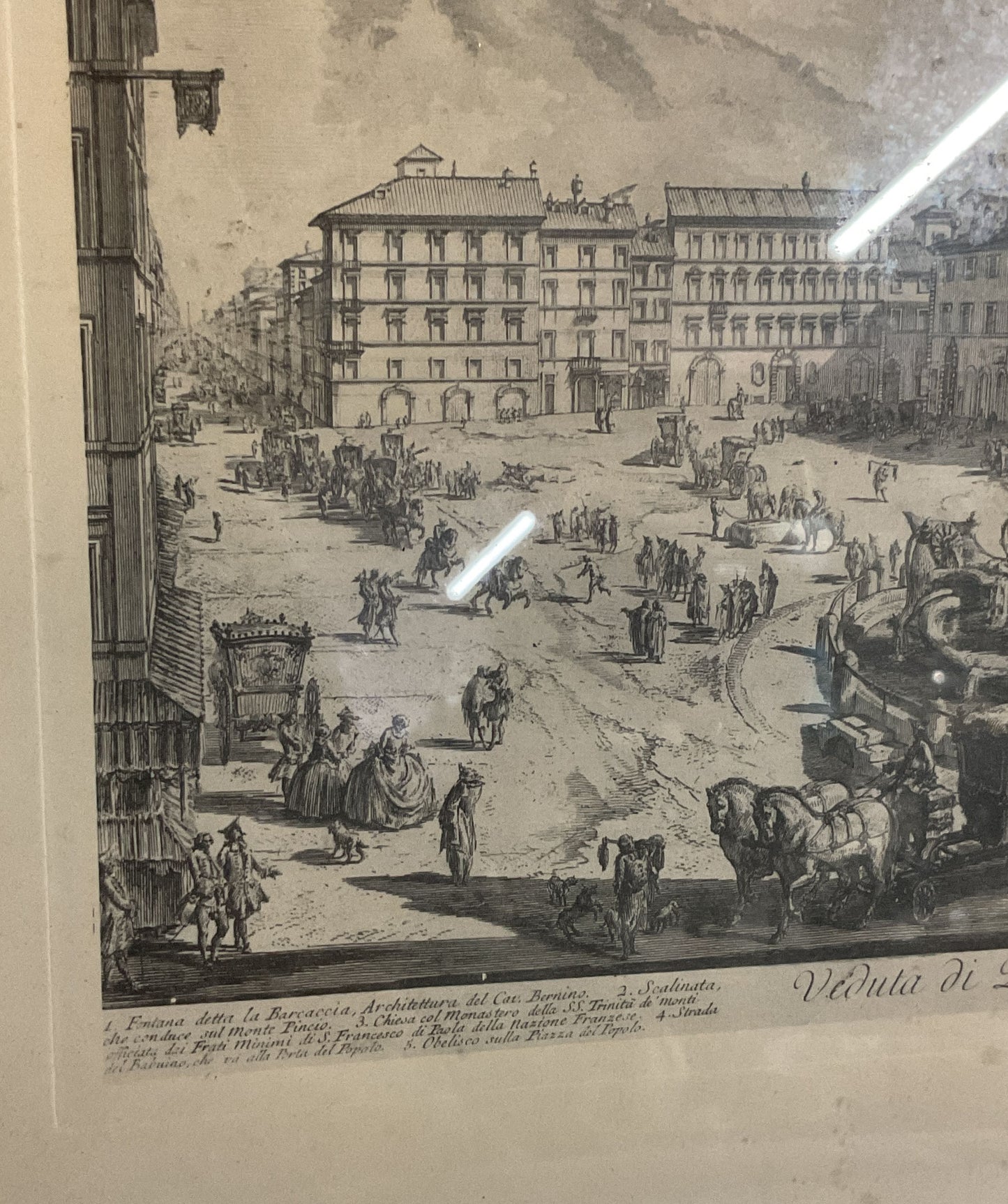 Veduta Di Piazza Di Spagna Etching Print by Giovanni Battista Piranesi Framed