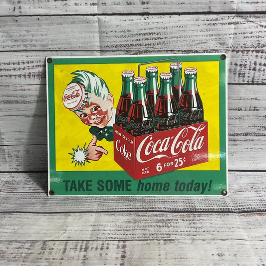 Vtg. Coca Cola Porcelain Enamel 11" Ande Rooney Sign