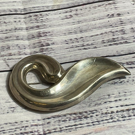 VTG. TAXCO MEXICO Sterling Silver 3" Swirl Pendant/Brooch- 25.36g