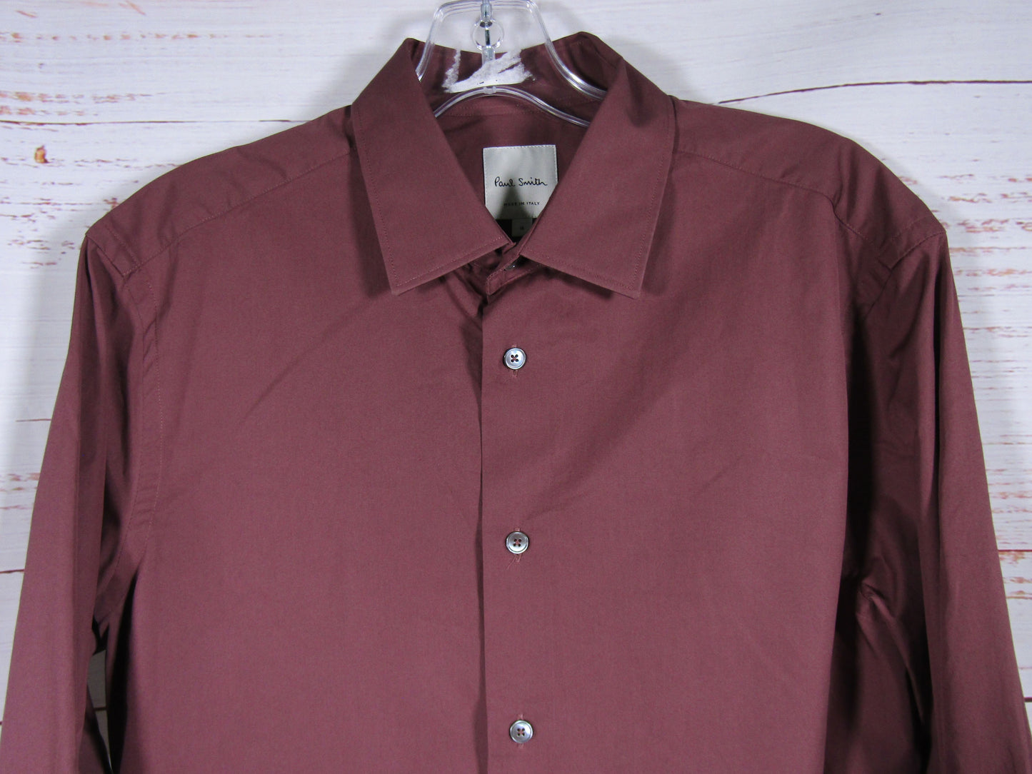 Paul Smith Men's Mauve Purple Long Sleeve Cotton Shirt Size 16 Made in Italy