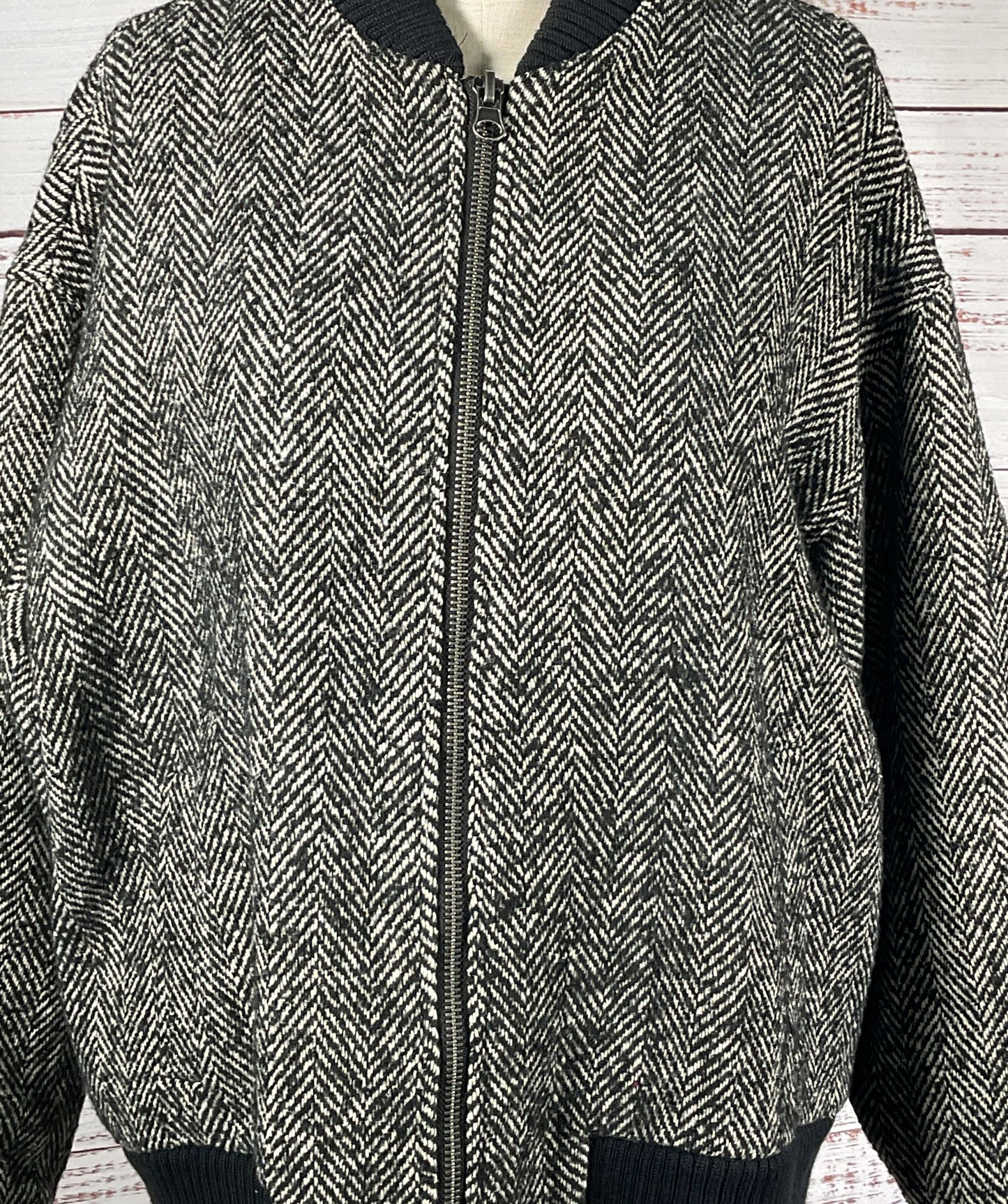 WB WithBlack Herringbone Bomber Jacket Multicolor XS