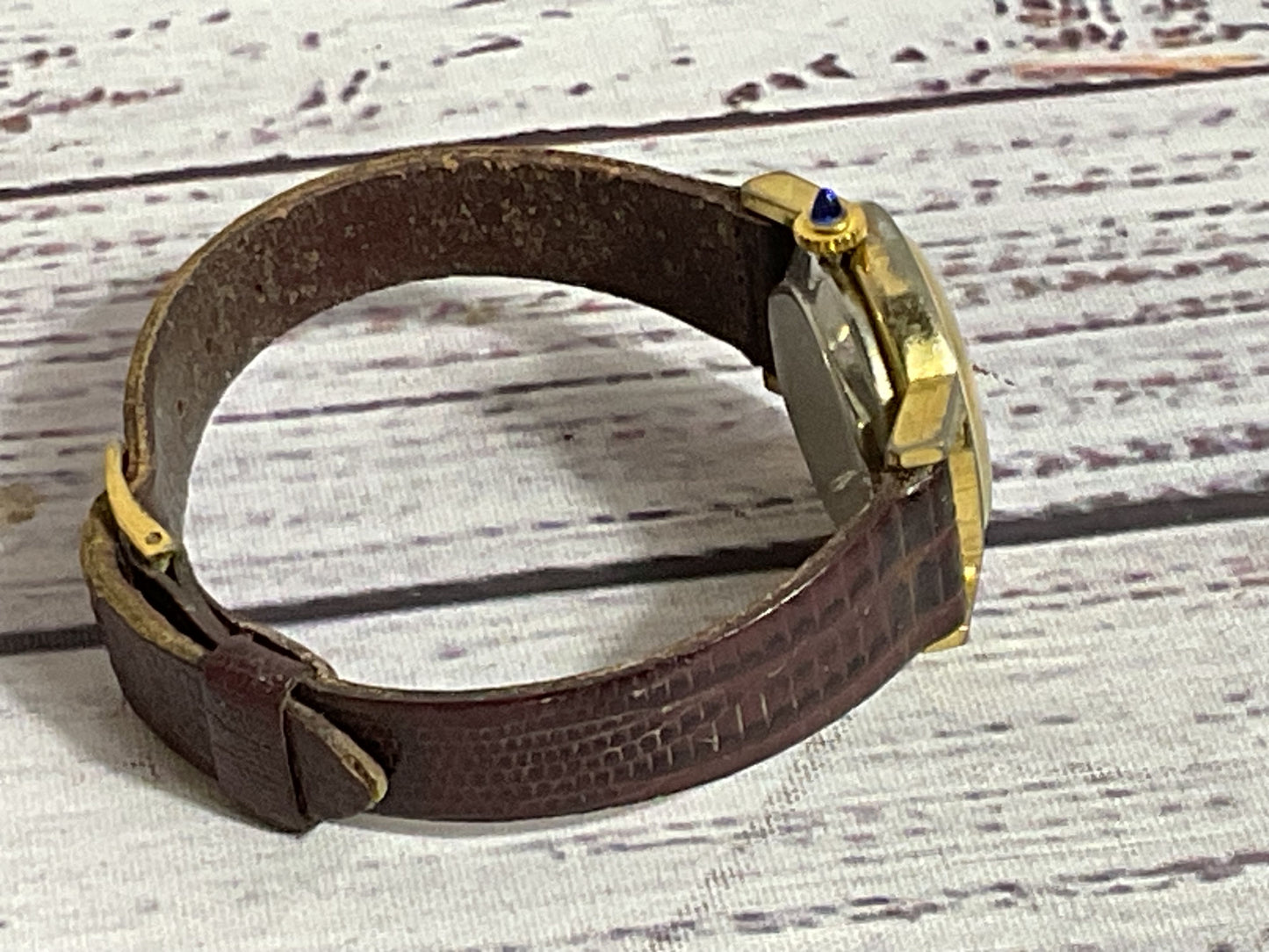 LAUSANNE F-R Women's Gold Tone Watch with Brown Leather Band- WORKS!!!