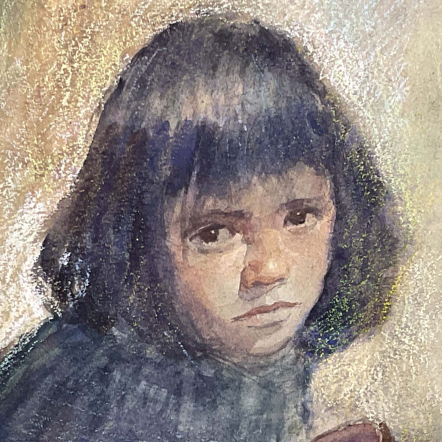 Signed VTG. 1976 Orig. EDGARDO COCHLAN "Girl with Pottery" Watercolor Painting
