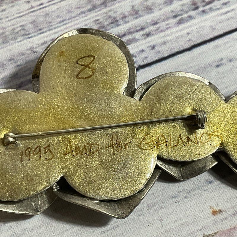 VTG. 1995 AMD for JAMES GALANOS Silver Tone Modernist 4" Brooch