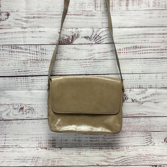 Charles Jourdan Taupe Leather Flap Shoulder Bag Purse 10"x7"x2.5"