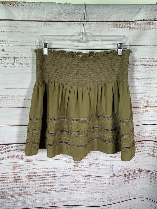 Ramy Brook Women's Smocked Green Tiered Miniskirt Size M