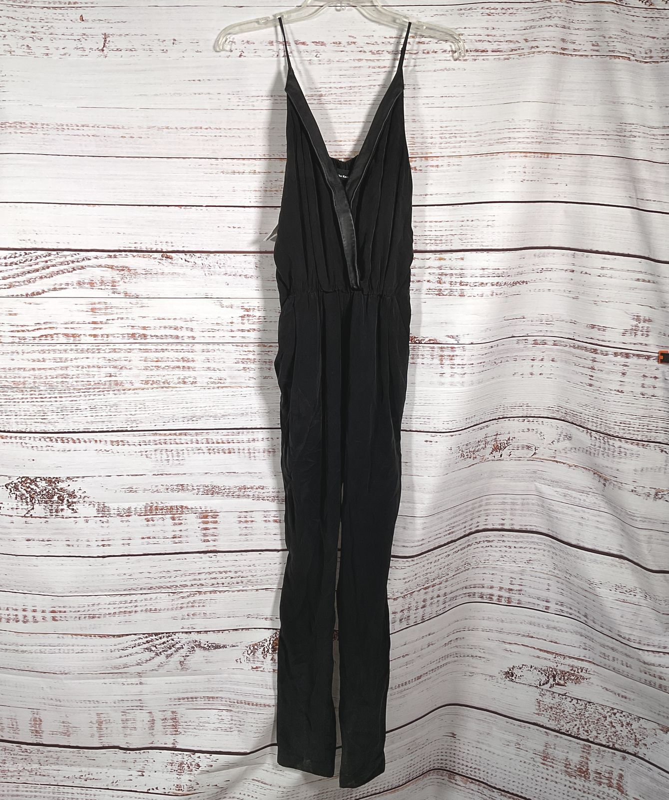 The Kooples Silk Crepe Strappy Jumpsuit Dark Gray XS