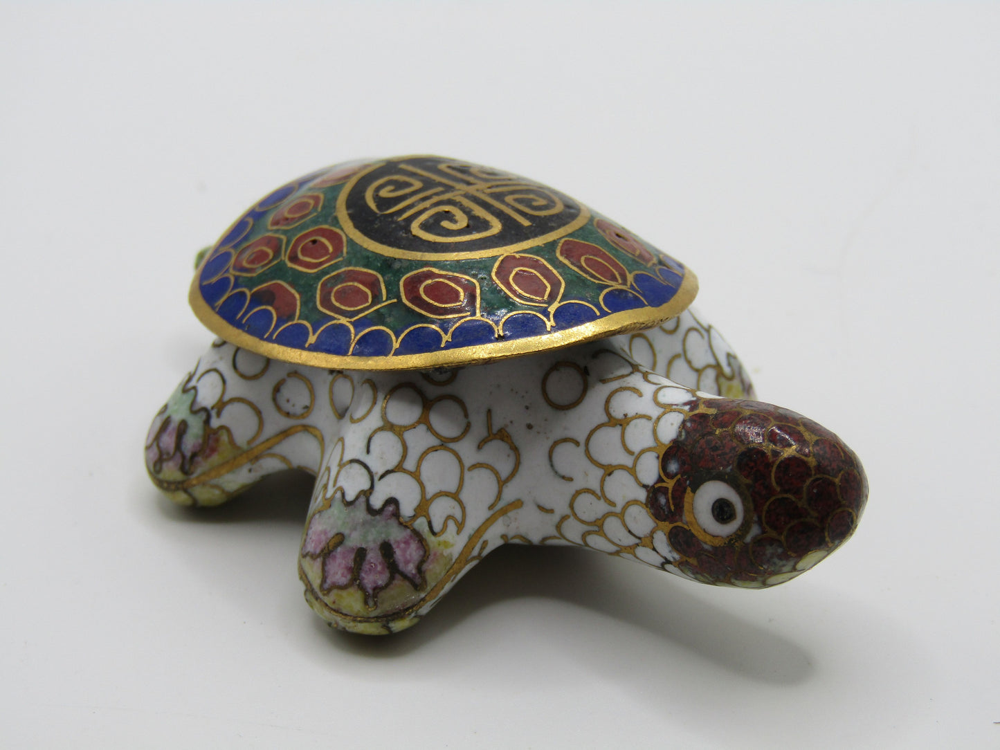 Vintage Handcrafted Cloisonne Enamel Turtle Pill Box